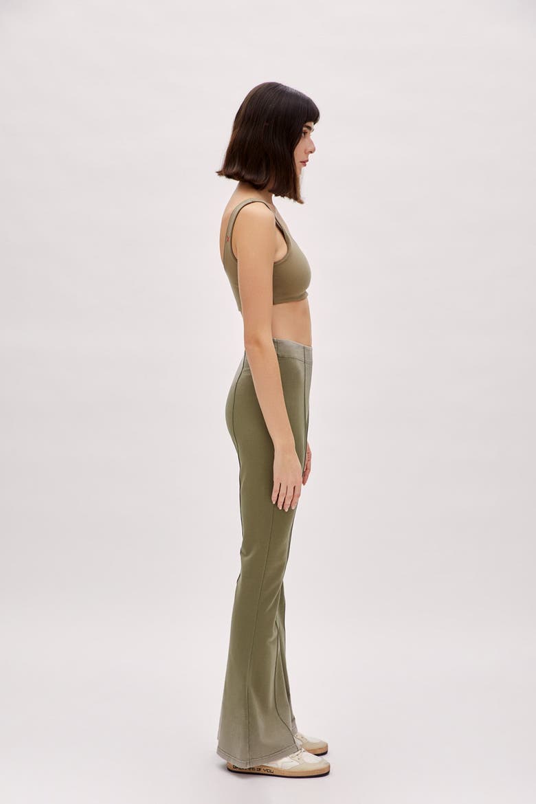 Cotton Acid Washed Flare Sweatpant, Alternate, color, Chino Green
