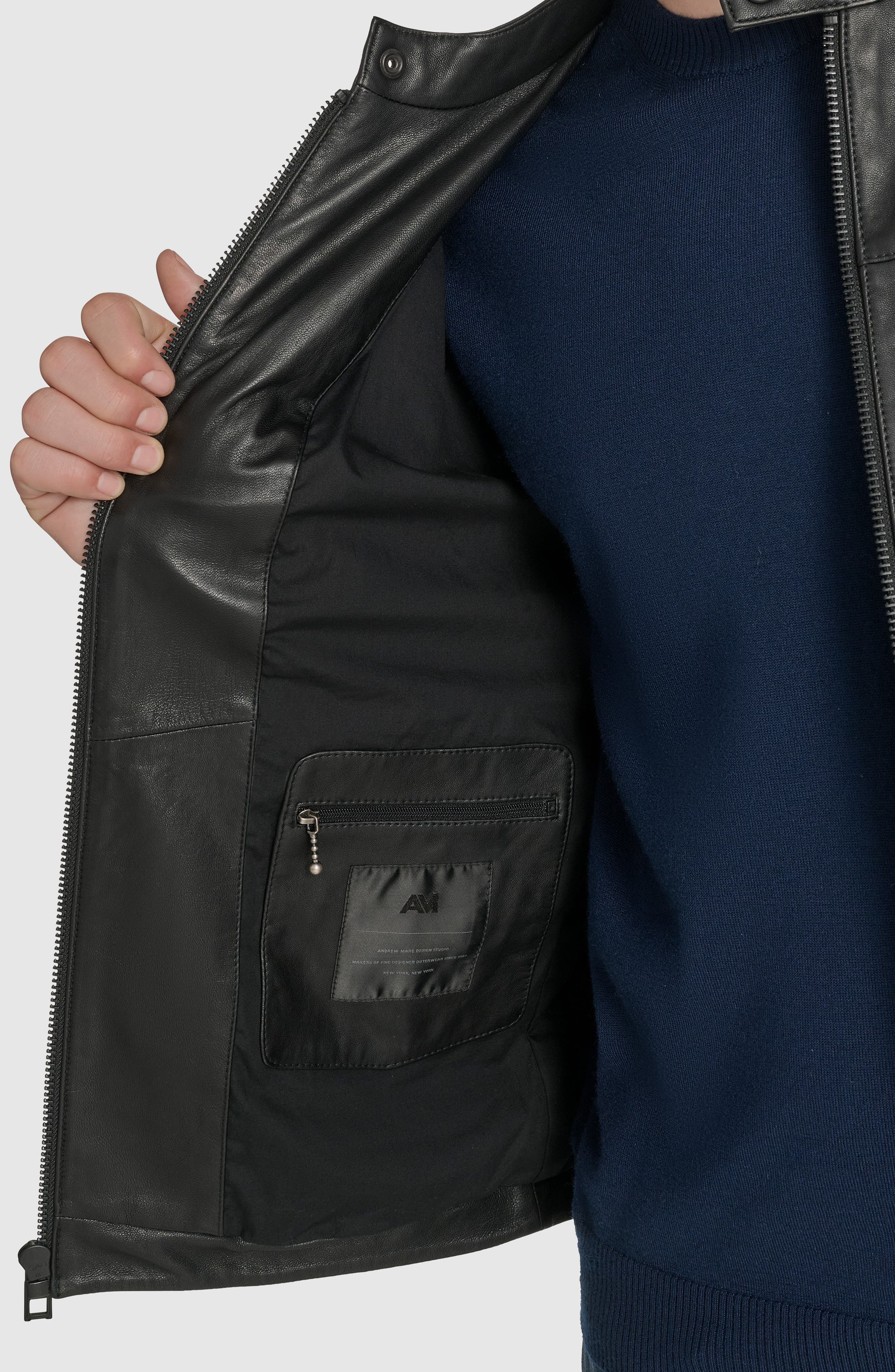 Andrew Marc Leather Racer Jacket — фото 4