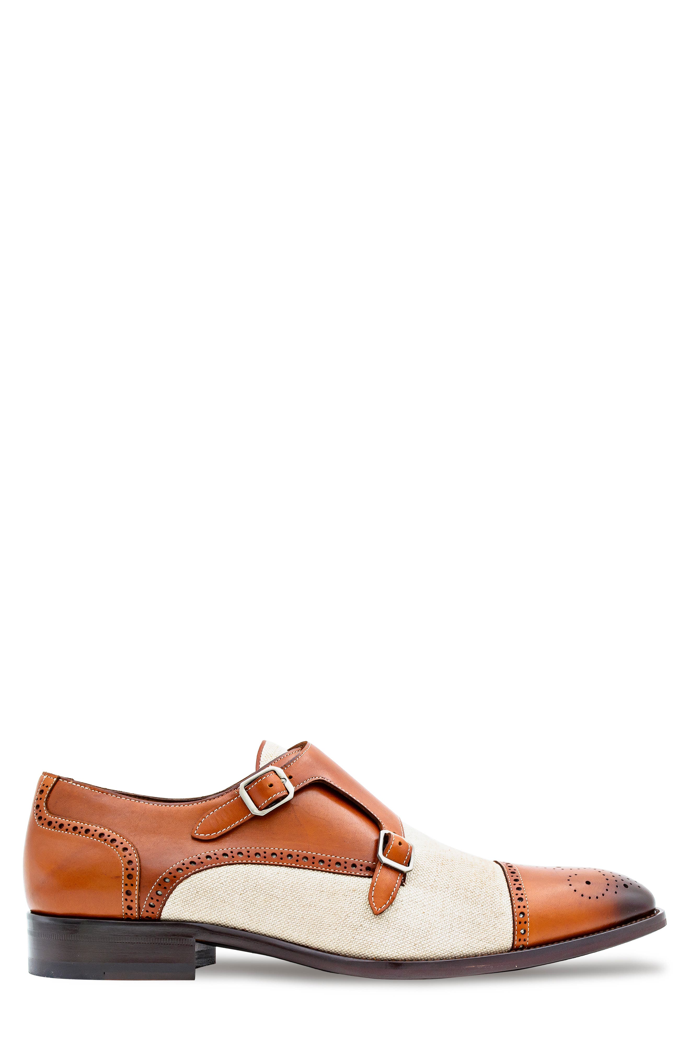 Mezlan Patina Monk Strap Loafer, Alternate, color, Dark Cognac/ Natural