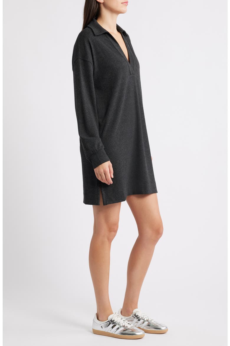 Legend Hudson Long Sleeve Polo Sweater Dress, Alternate, color, HEATHERED BLACK TWILL