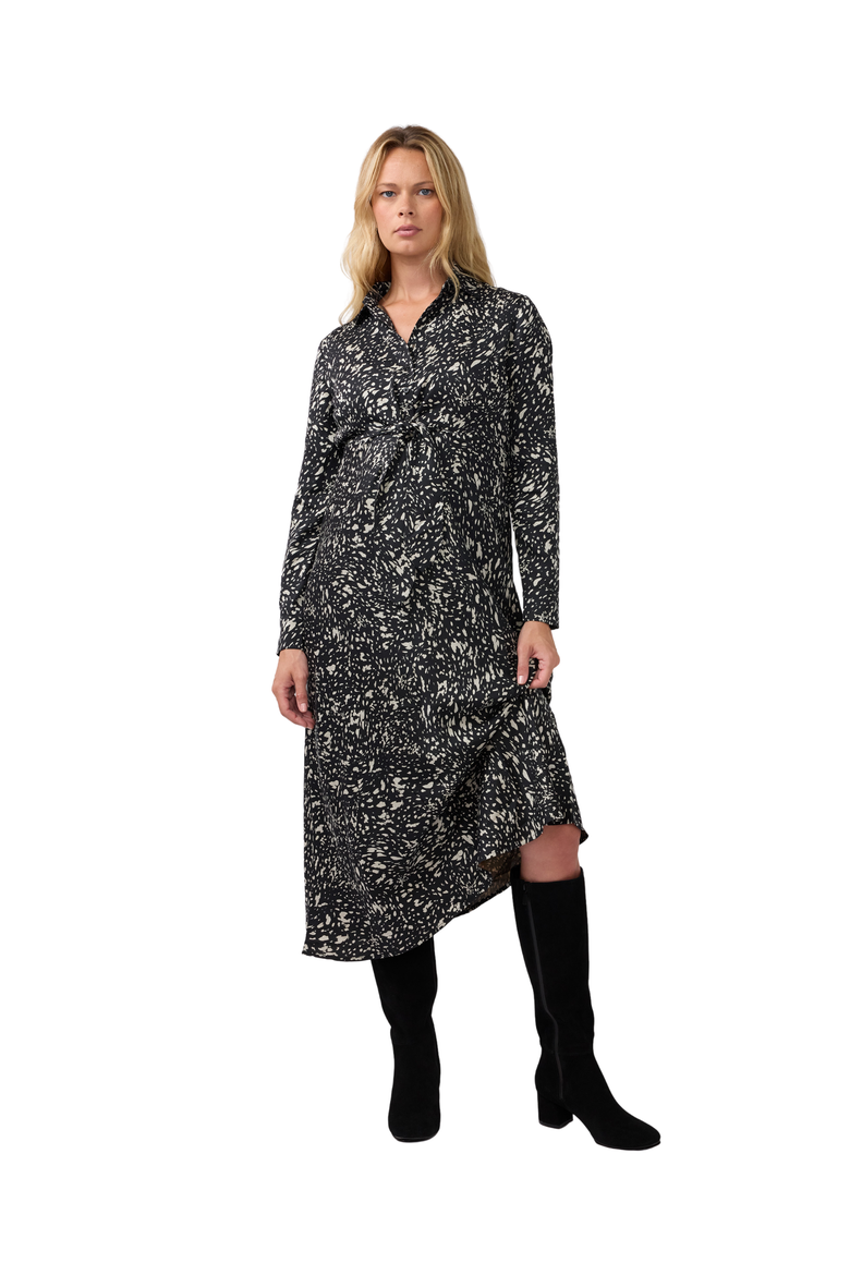 Tie Front Maternity Maxi Shirt Dress, Main, color, Navy/Ivory Stripe