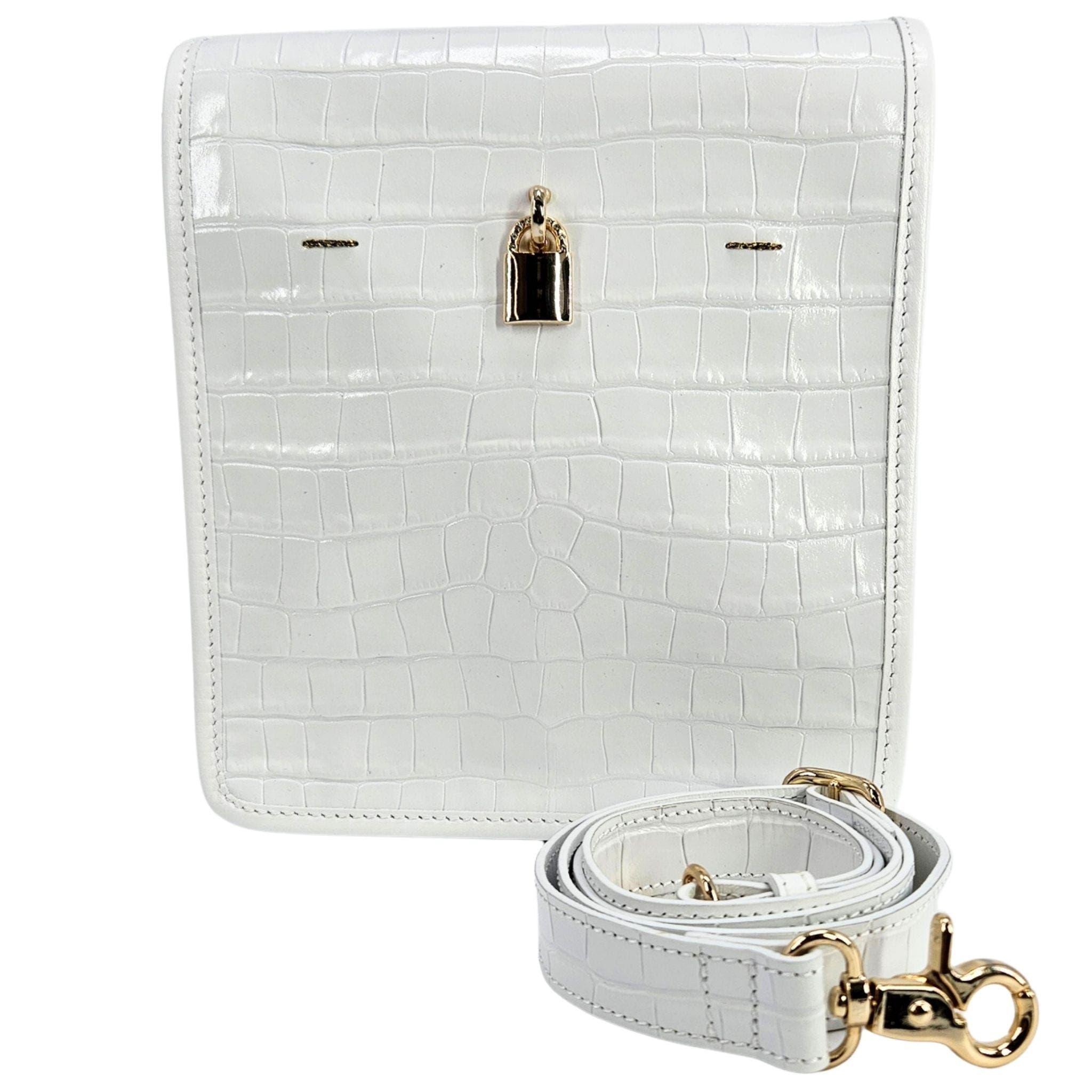 Madison Maison Moc Croc Crossbody Bag, Alternate, color, Off-White