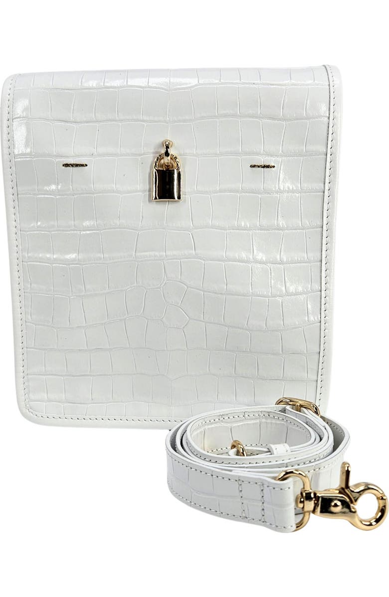 Madison Maison Moc Croc Crossbody Bag, Alternate, color, Off-White
