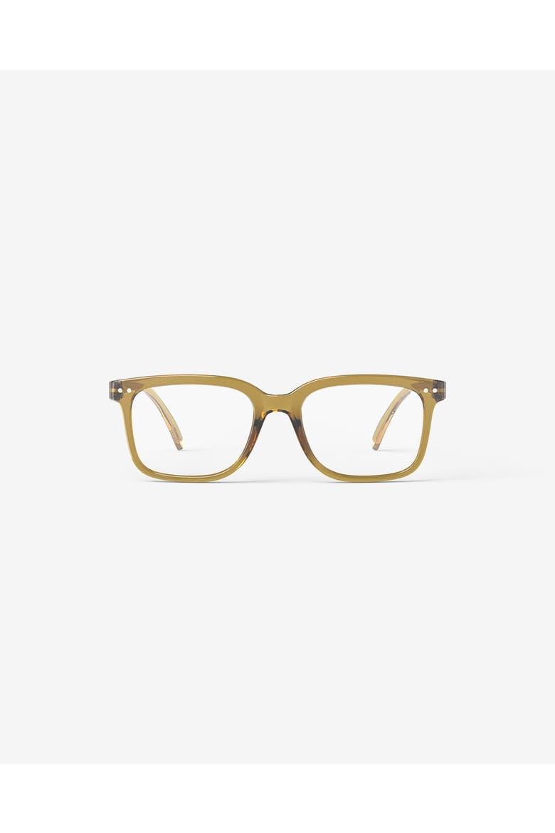 #L 54mm Rectangular Reading Glasses, Main, color, Golden Green