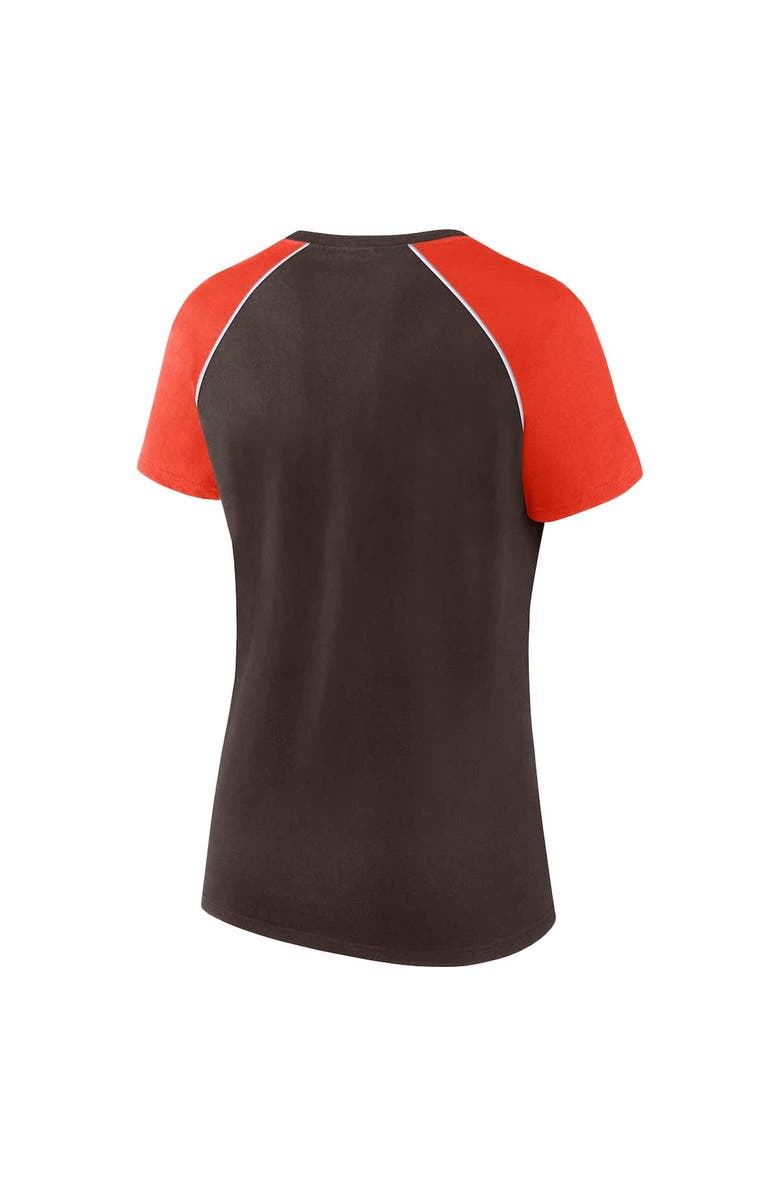 FANATICS Women's Fanatics Brown/Orange Cleveland Browns Glittered Primary Raglan T-Shirt, Alternate, color, Brown