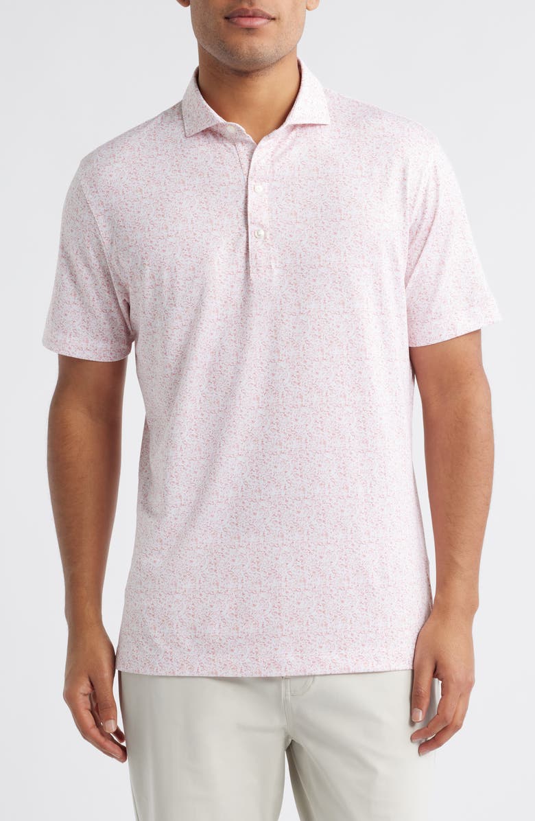 johnnie-O Boggings Mushroom Print PREP-FORMANCE Golf Polo, Main, color, Lobster