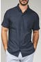 Teo Textured Geo Pattern Short Sleeve Stretch Button-Up Shirt