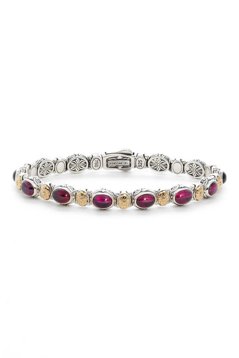 Silver Rhodolite Garnet Bracelet, Main, color, RED/ SILVER/ GOLD