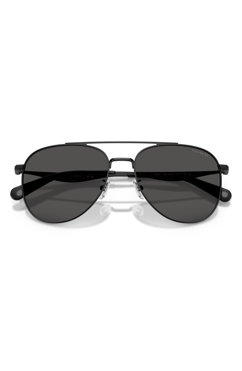 COACH 58mm Pilot Sunglasses, Alternate, color, Satin Black / Grey Solid
