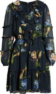 CeCe Floral Print Long Sleeve Dress