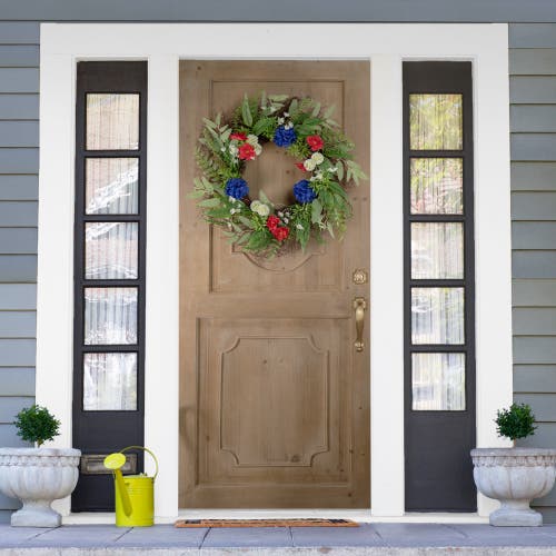 Northlight Americana Buttonbush And Carnation Floral Patriotic Wreath In Red