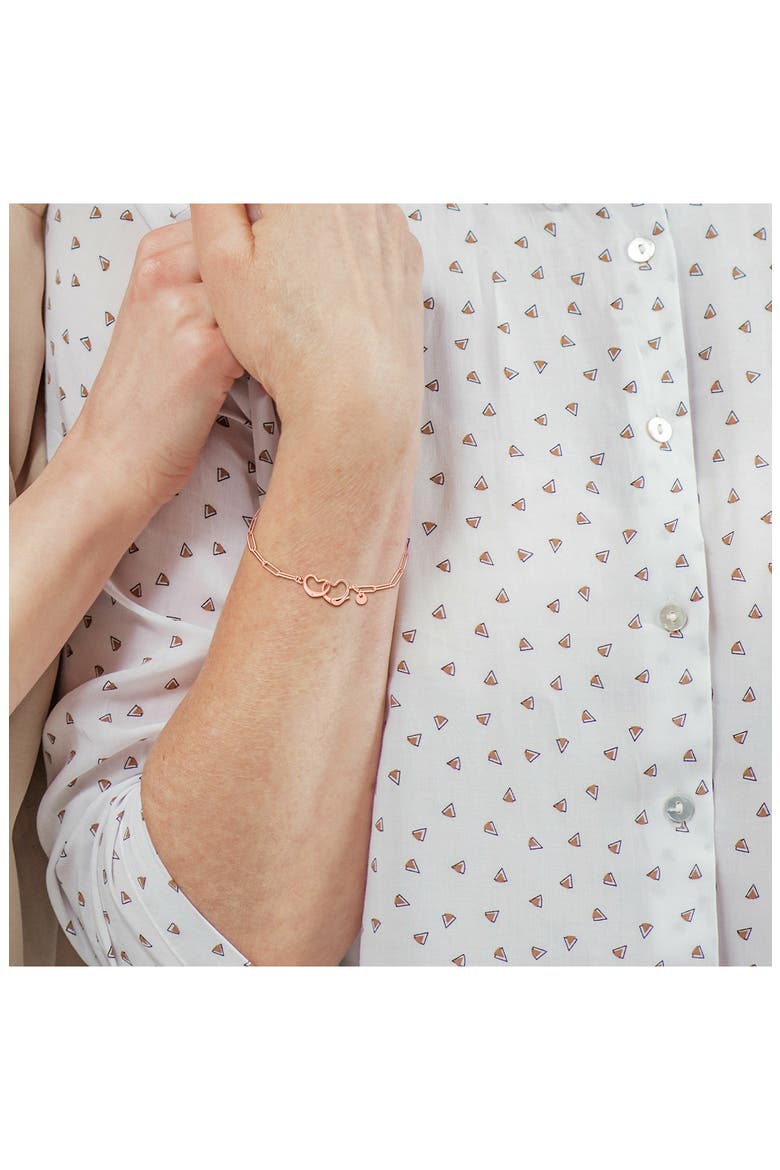 Heart Clasp Paper Clip Chain Bracelet, Alternate, color, ROSE