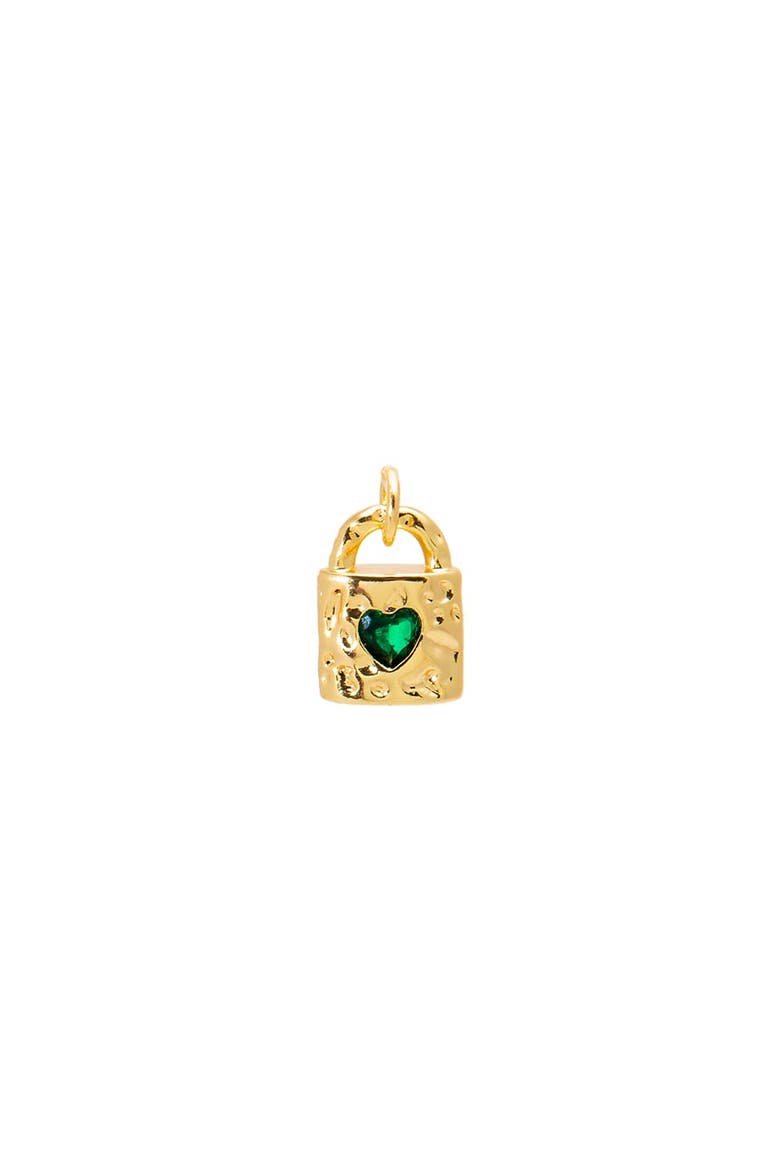 Emerald Green Heart Lock Charm, Main, color, Emerald Green