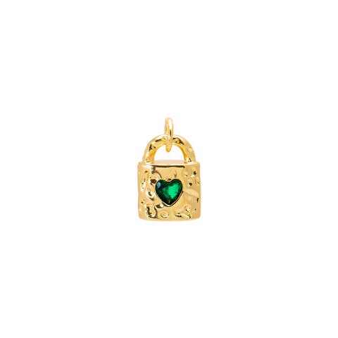 Emerald Green Heart Lock Charm