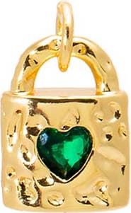 BY ADINA EDEN Emerald Green Heart Lock Charm