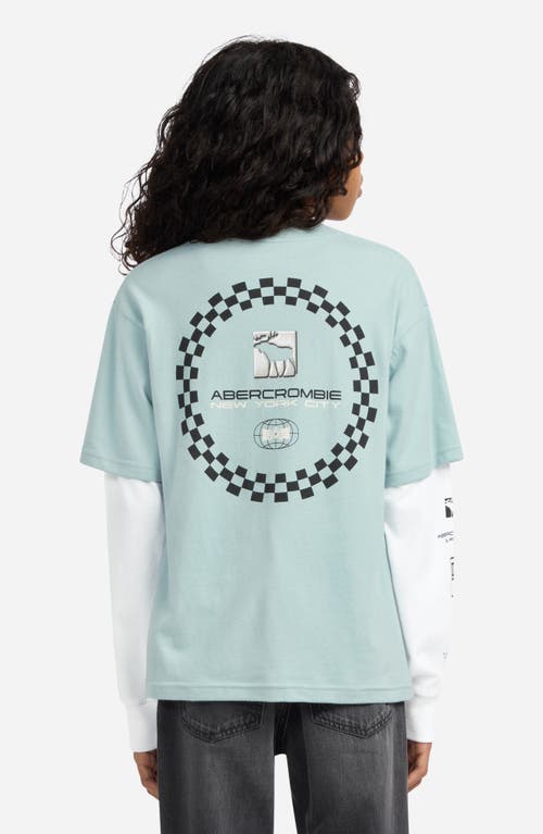 Abercrombie Kids Kids' Racetrack Layered Long Sleeve Graphic T-shirt In Gray