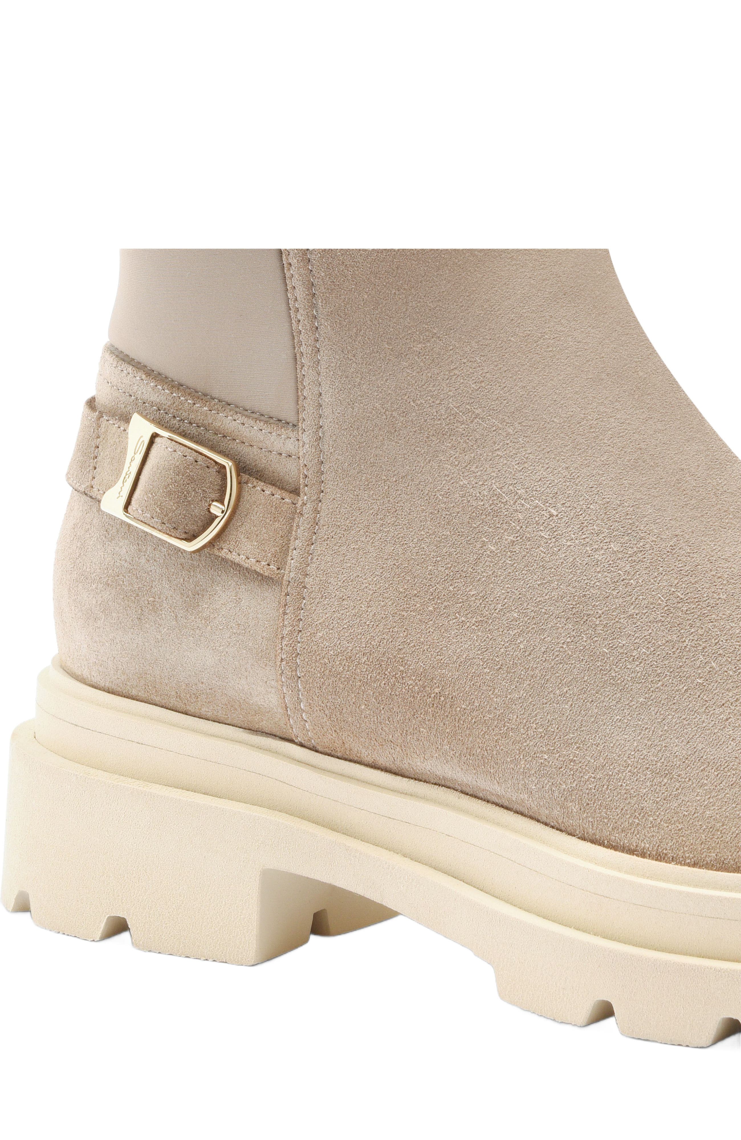 Santoni Women's suede ankle boot, Alternate, color, Natural