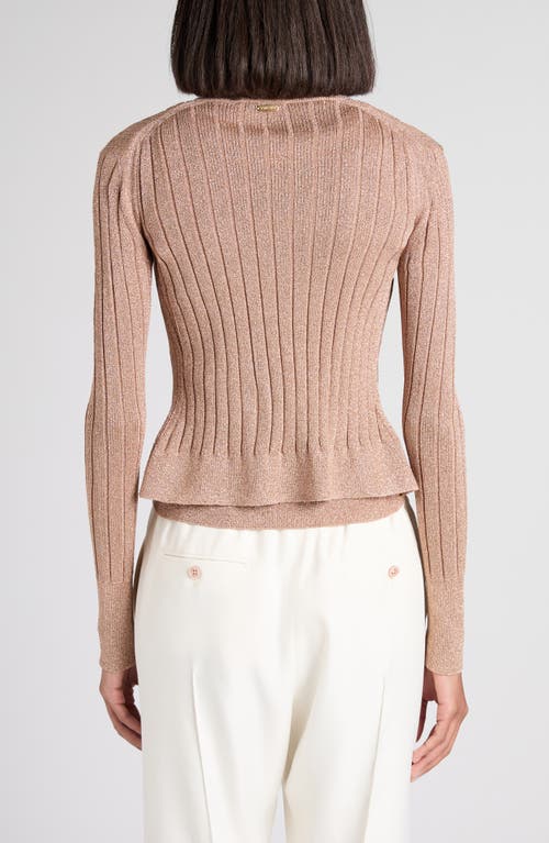 Tom Ford Metallic Rib Cardigan In Pink