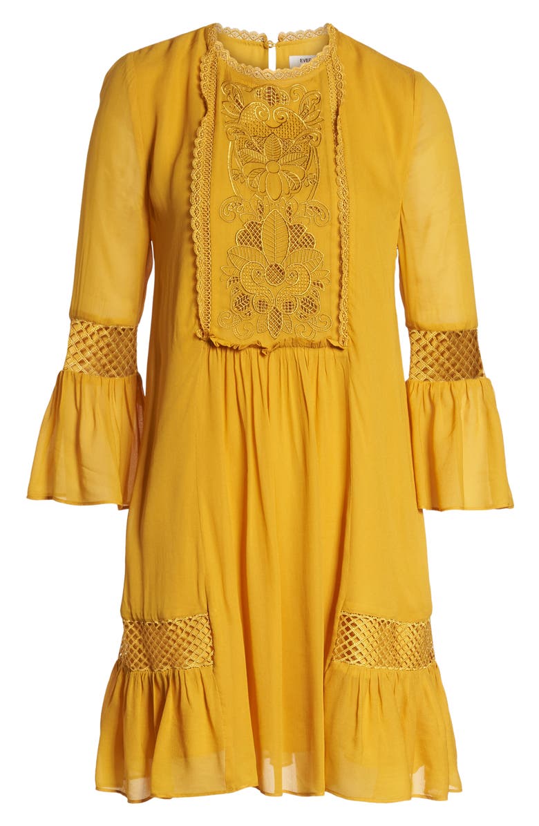 Ever New Embroidered Yoke Trapeze Dress, Alternate, color,