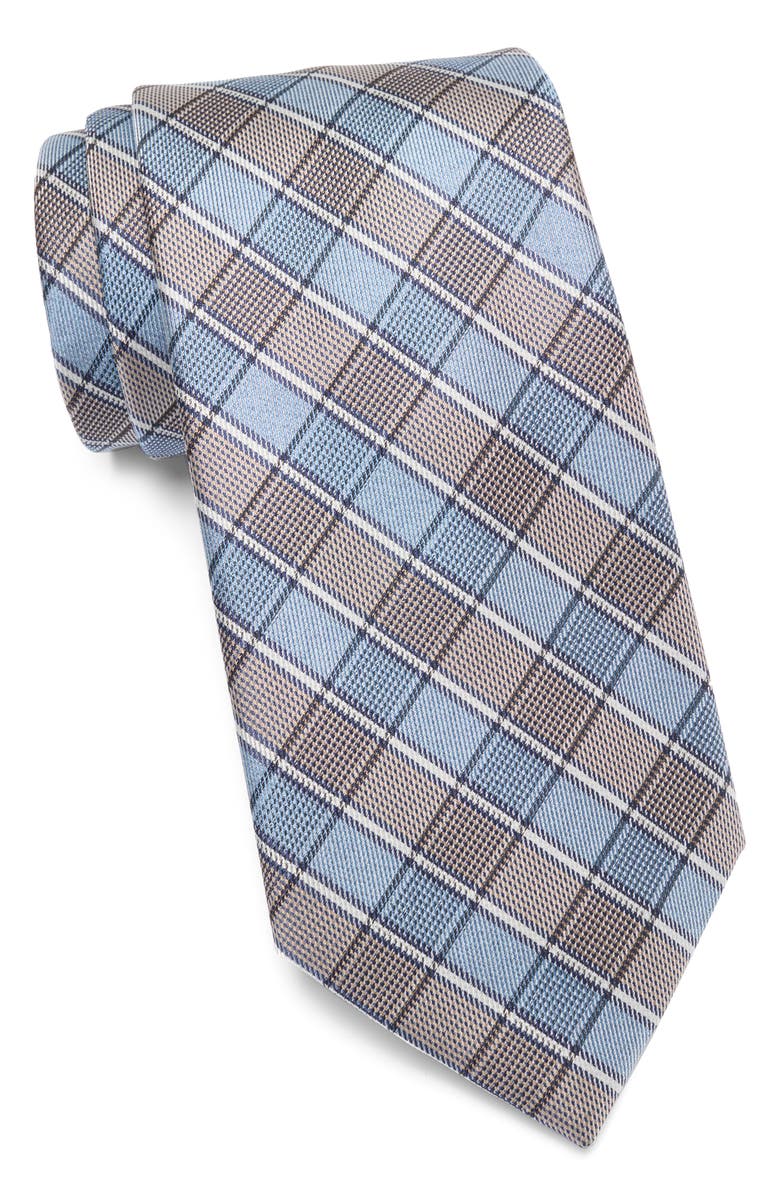 Michael Kors Banke Plaid Print Tie, Main, color, Blue