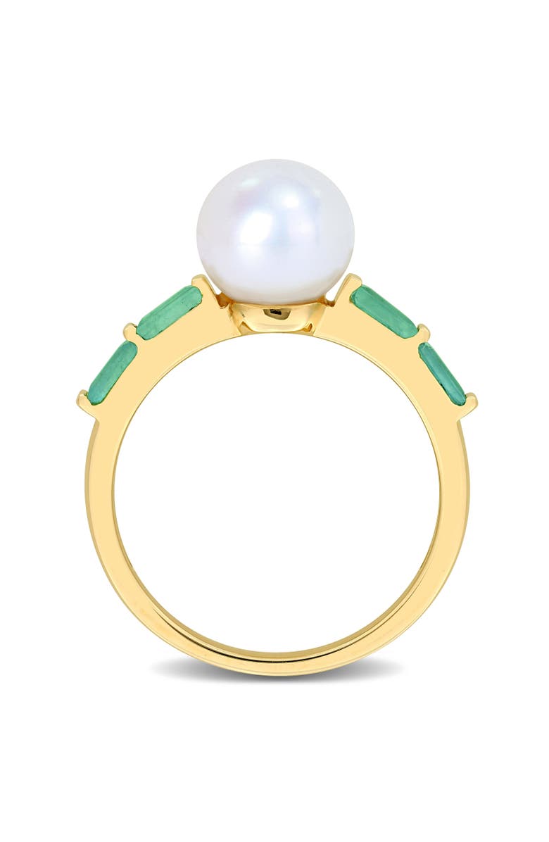 Julianna B. Cultured Pearl & Gemstone Ring 10k, Alternate, color, Emerald/Yellow Gold