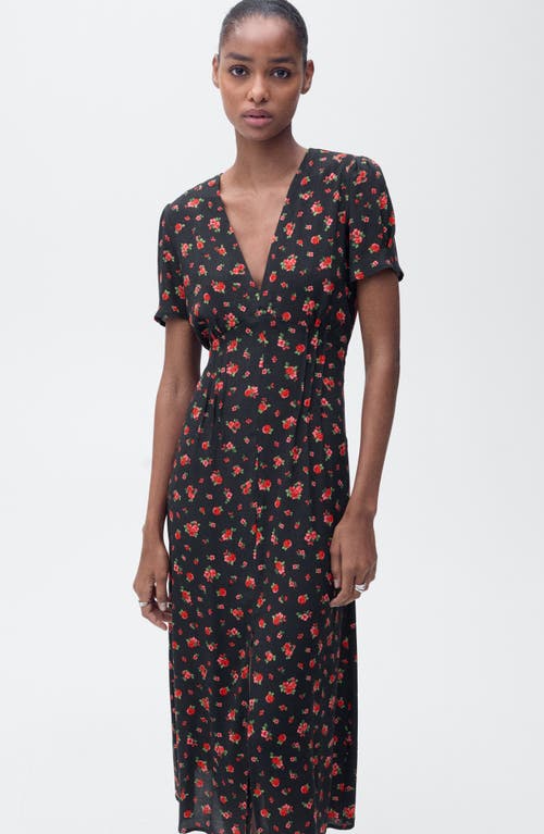 Mango Floral Print Midi Dress