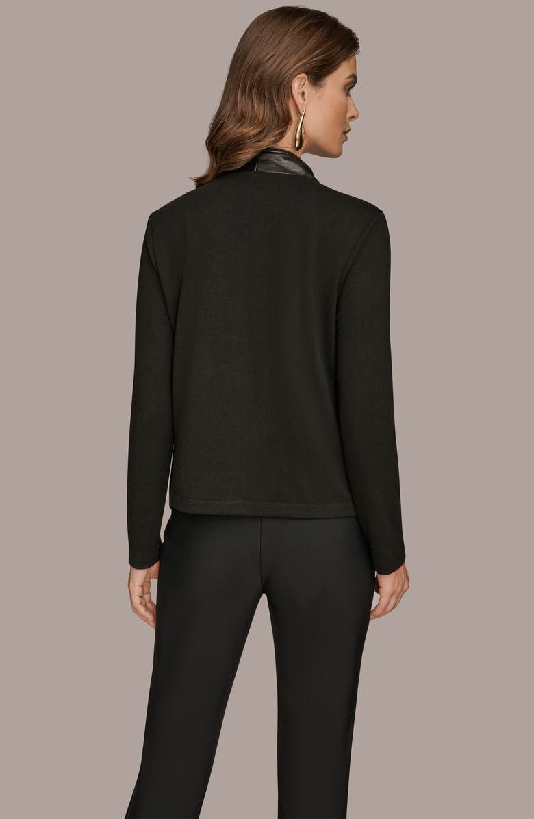 Donna Karan New York Flyaway Faux Leather & Knit Jacket, Alternate, color, Black