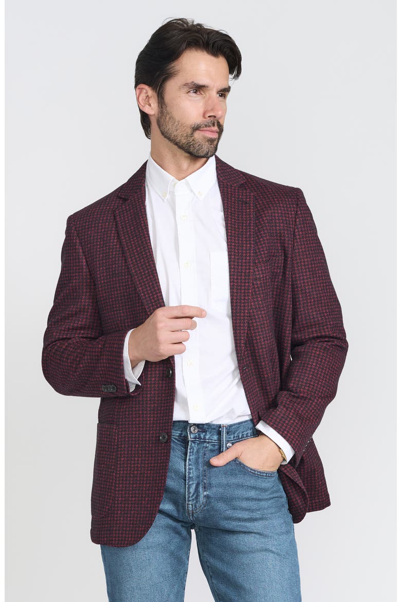 Houndstooth Wool Blend Sport Coat, Alternate, color, RED