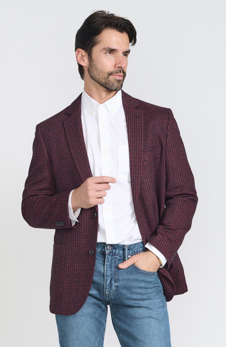 FLYNT Houndstooth Wool Blend Sport Coat, Alternate, color, Red