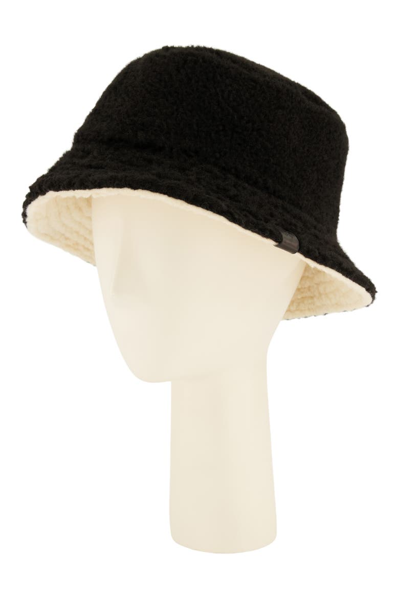 Reversible Teddy Fleece Bucket Hat, Alternate, color, BLACK WHITE