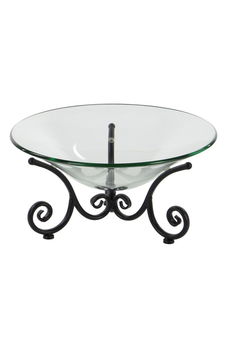 SONOMA SAGE HOME Clear Tempered Glass Kitchen Serving Bowl with Black Metal Scroll Base, Alternate, color, Clear