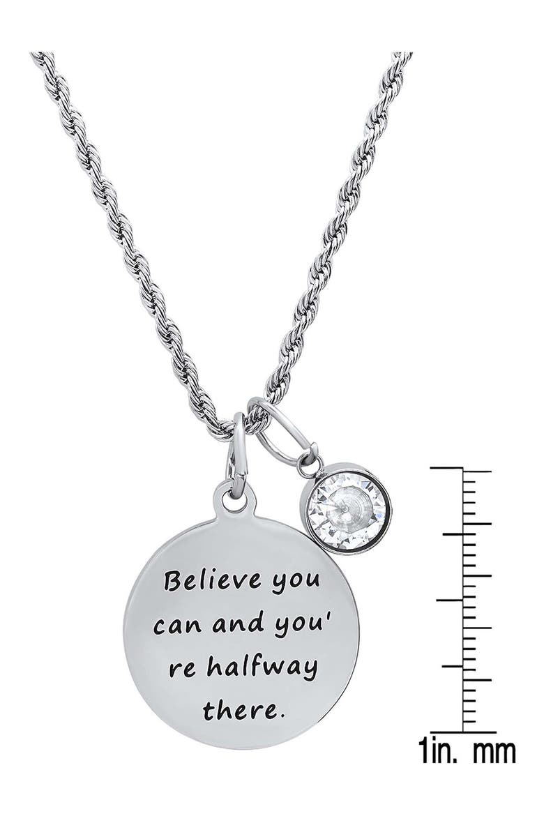 Stainless Steel Inscribed Pendant Necklace, Alternate, color, METALLIC