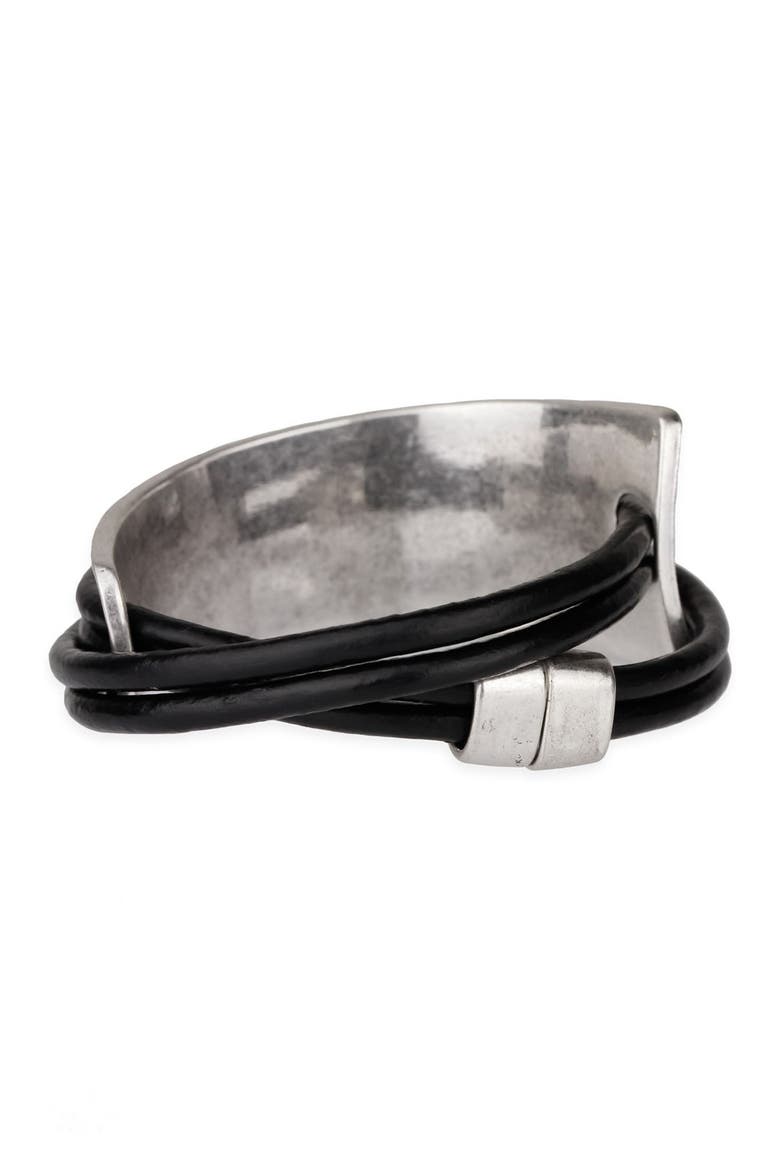 Black Gladiator Wrap Leather Bracelet, Alternate, color, black