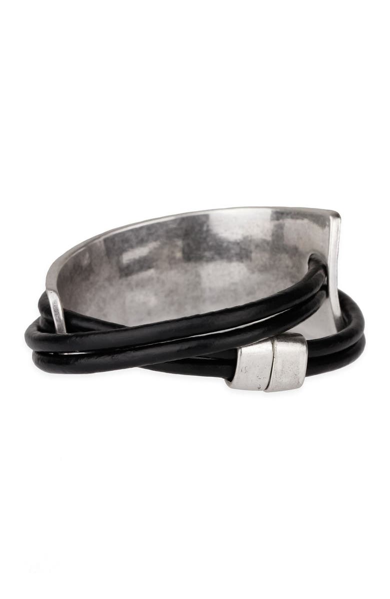 SAACHI Black Gladiator Wrap Leather Bracelet, Alternate, color, Black