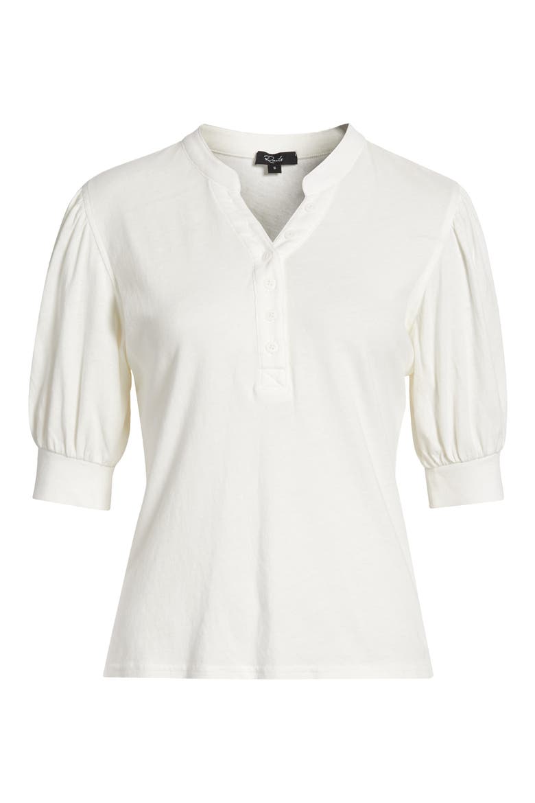 Jewel Puff Sleeve Top, Alternate, color, WHITE RIB