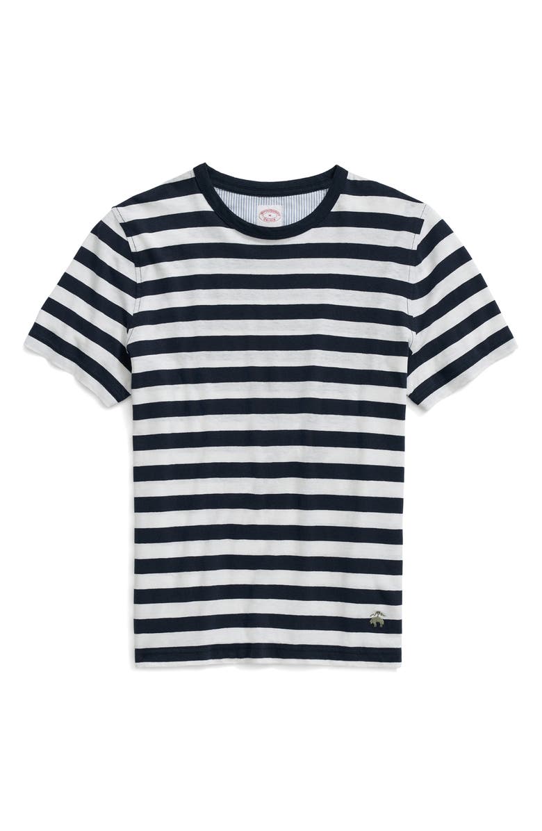 Brooks Brothers Stripe Linen & Cotton T-Shirt, Main, color, 