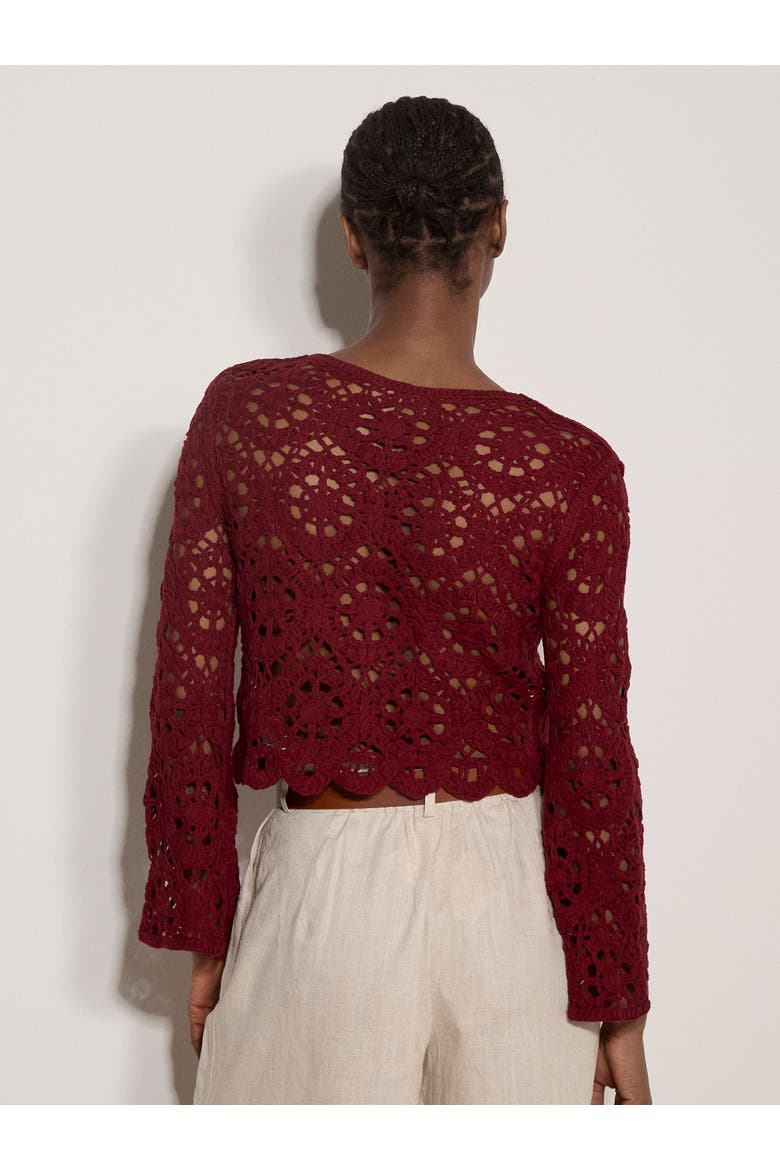 Tape Yarn Crochet Top, Alternate, color, Burgundy