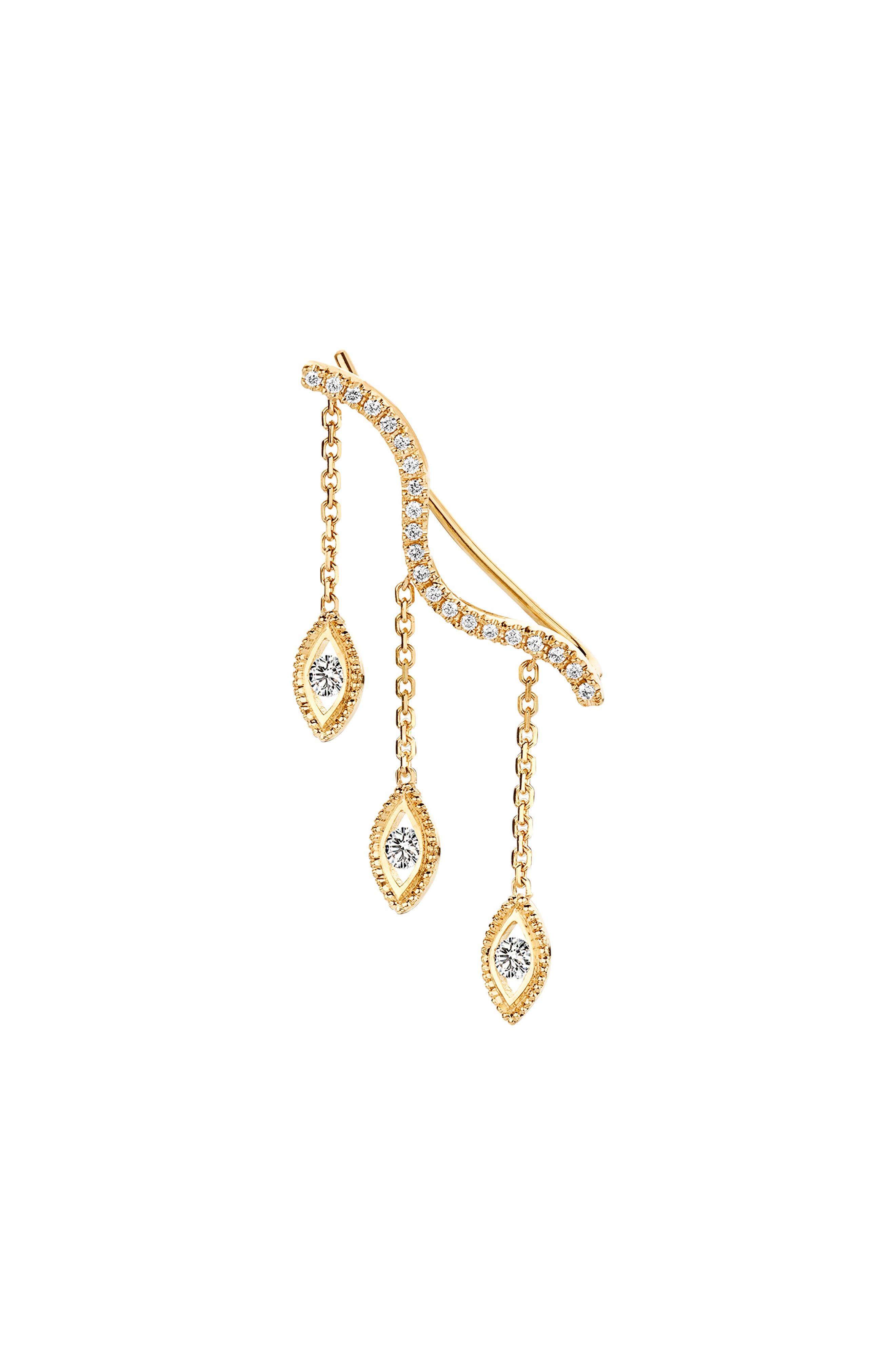 Kimai Felicity Single Lab Created Diamond Chain Drop Ear Crawler (Women ...