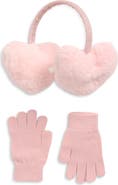 Capelli New York Kids' Heart Faux Fur Earmuffs & Gloves Set