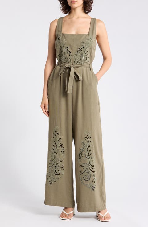 Embroidered Cutwork Sleeveless Jumpsuit