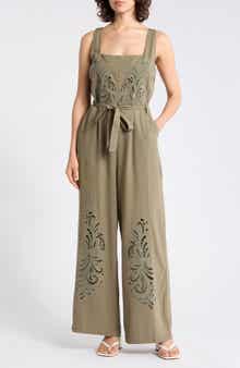 Embroidered Cutwork Sleeveless Jumpsuit
