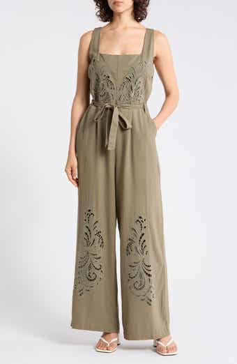 Embroidered Cutwork Sleeveless Jumpsuit
