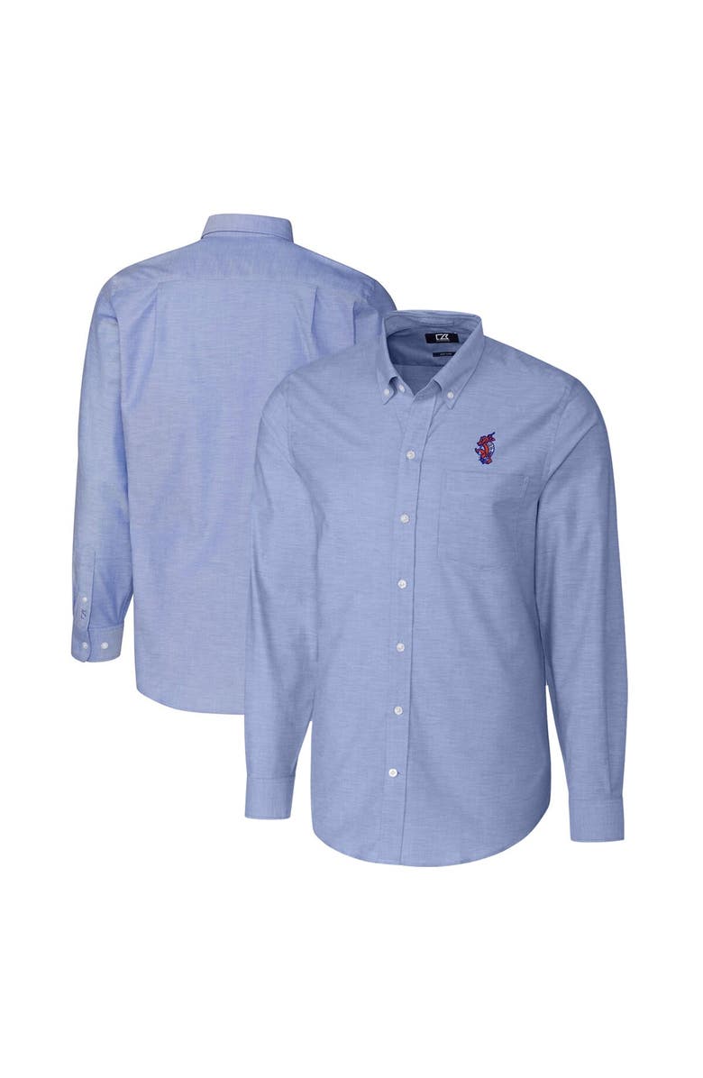 Cutter & Buck Men's Cutter & Buck Blue Florida Gators Swinging Gator Oxford Stretch Tri-Blend Long Sleeve Dress Shirt, Main, color, 