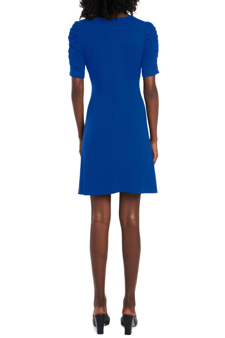Ruched Sleeve Ponte Knit A-Line Dress, Alternate, color, DEEP ROYAL BLUE