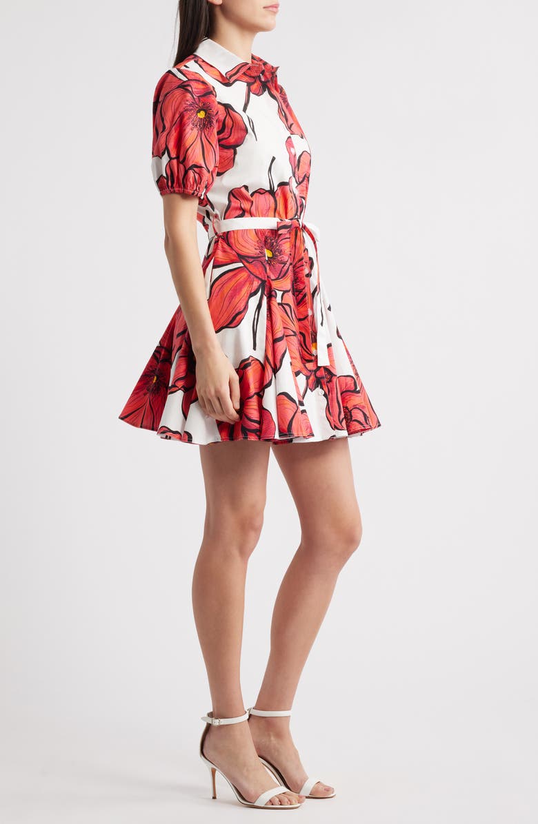 Milly Juni Windflower Stretch Cotton Poplin Mini Shirtdress, Alternate, color, Coral Multi