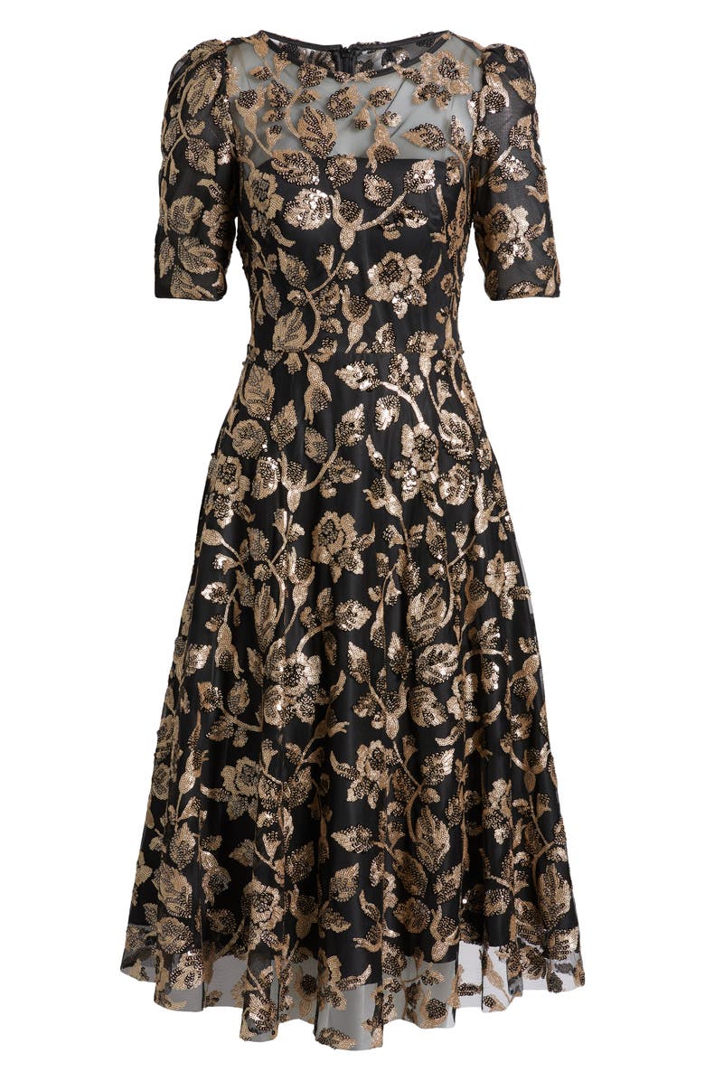 Eliza J Elbow Sleeve Midi Dress, Alternate, color,