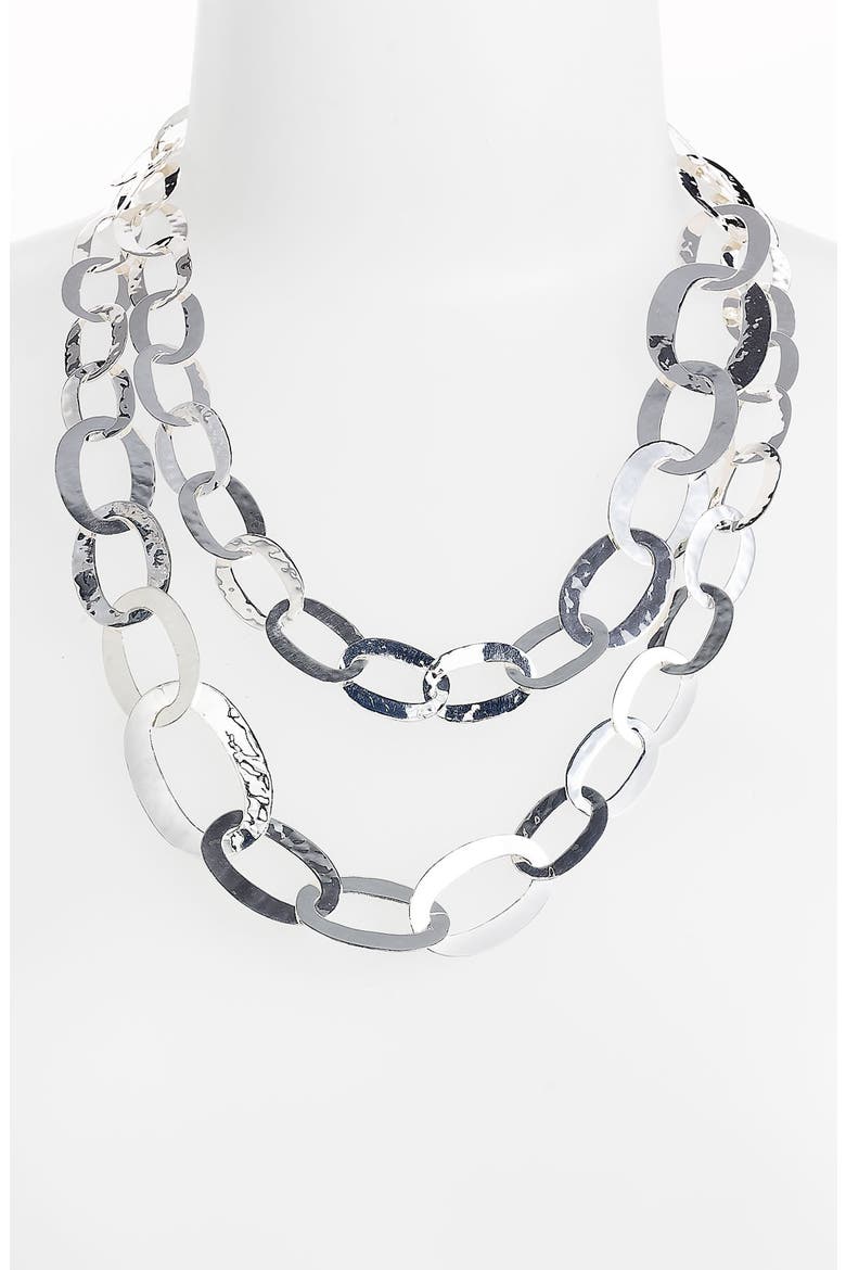 'Flat Links' Long Necklace, Alternate, color, SILVER