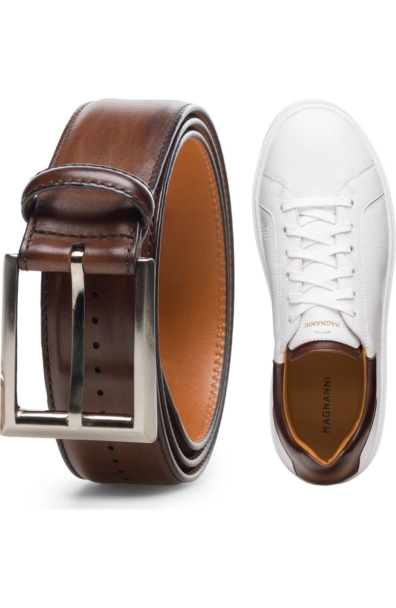 Magnanni Castillio Lo Sneaker, Alternate, color, White / Leno