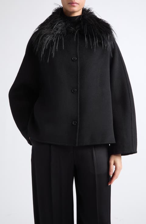 Rafe Faux Fur Collar Wool & Cashmere Jacket