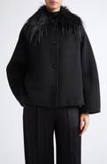 Loulou de Saison Rafe Faux Fur Collar Wool & Cashmere Jacket